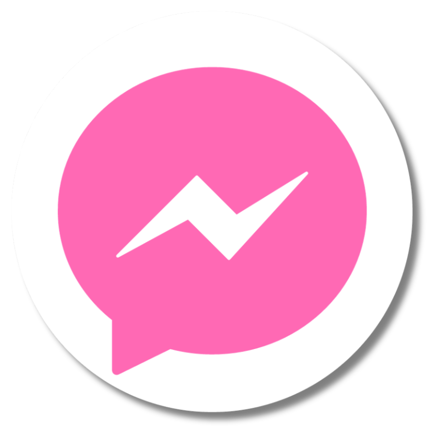 white circle with the meta messenger symbol in pink